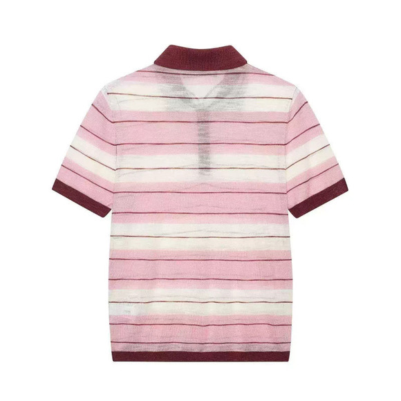 Tops - ZARA Summer Simple Versatile Horizontal Striped Collared Knit Top